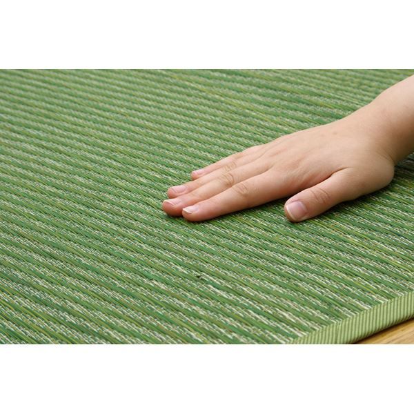 い草 花ござ/ラグマット グリーン 江戸間4.5畳 約261×261cm 裏：不織布 防傷 抗菌・防臭効果 調湿機能 〔リビング〕 代引NG