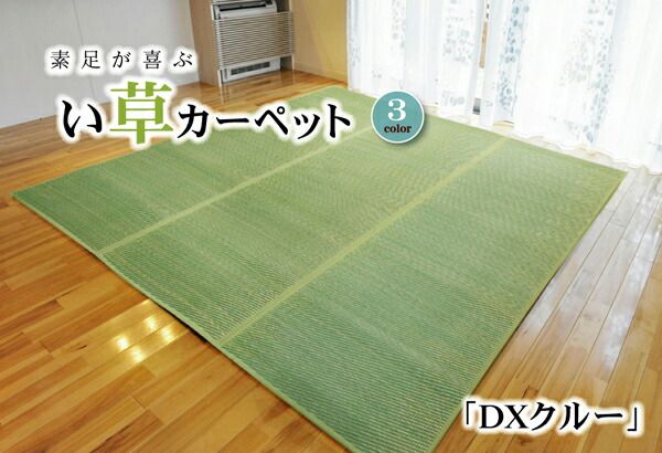 い草 花ござ/ラグマット グリーン 本間8畳 約382×382cm 裏：不織布 防傷 抗菌・防臭効果 調湿機能 〔リビング〕 代引NG