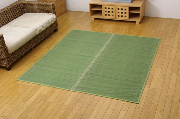 い草 花ござ/ラグマット ブルー 本間4.5畳 約286.5×286cm 抗菌・防臭効果 調湿機能 〔リビング ダイニング〕 代引NG