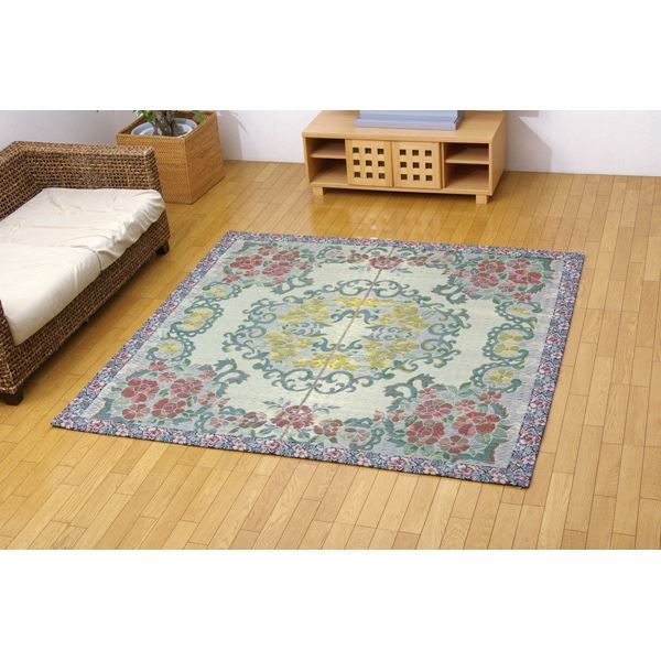 い草 ラグマット/絨毯 約191×191cm 裏：不織布 防傷 抗菌 防臭 調湿効果付き 〔リビング ダイニング〕代引NG