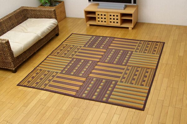 い草 ラグマット/絨毯 柳川段通 四重織 レッド 約95×191cm 日本製 抗菌 防臭 調湿機能付 〔リビング ダイニング〕代引NG