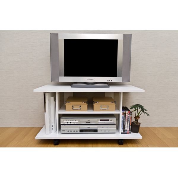 キャスター付きテレビ台/テレビボード 幅80cm 棚収納付き 『JASPER』 ダークブラウン 組立品代引NG 収納家具 テレビ台・ローボード