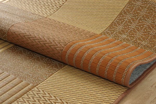袋織 い草 ラグマット/絨毯 ブルー 約191×250cm 日本製 裏：不織布 防傷 抗菌 防臭 消臭 調湿機能付き 〔リビング〕代引NG