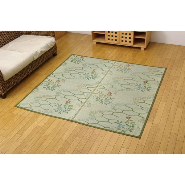 い草 花ござ/ラグマット 本間4.5畳 約286.5×286cm 抗菌 防臭 調湿 防汚 〔リビング ダイニング〕代引NG