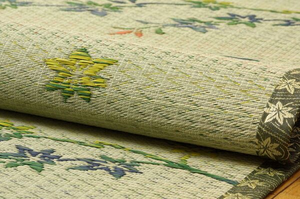 い草 花ござ/ラグマット 紅葉柄 江戸間6畳 約261×352cm 抗菌 防臭 調湿機能 丈夫 〔リビング ダイニング〕代引NG