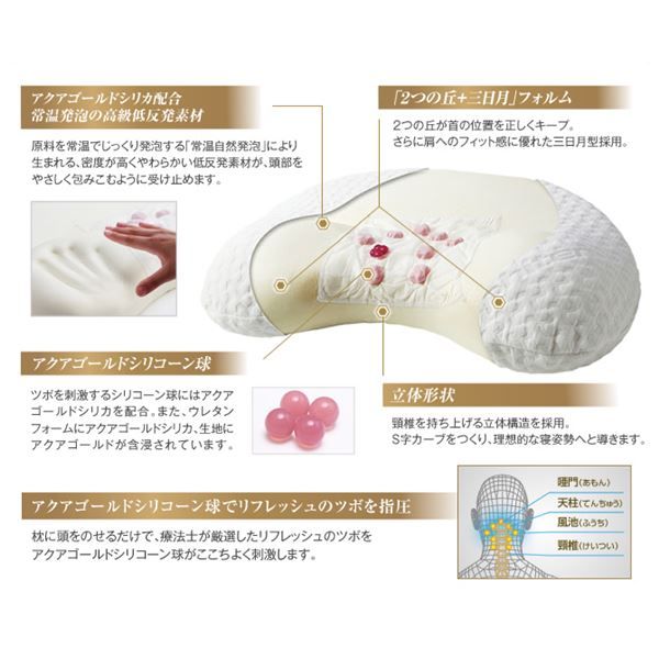 スーパSALE10倍＆4時間限定10％OFF 療法士指圧ピロー/枕 【ヒルズスリープ型 厚み約8.5〜10cm】 日本製 低反発 ツボ指圧仕様 『ファイテン 星のやすらぎ』 寝具 枕・抱き枕 枕