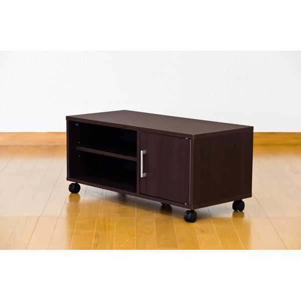 扉付きテレビ台/テレビボード 幅80cm ダークブラウン 可動棚/キャスター付き代引NG 収納家具 テレビ台・ローボード