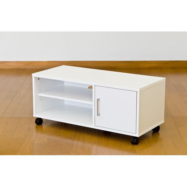扉付きテレビ台/テレビボード 幅80cm ホワイト 可動棚/キャスター付き代引NG 収納家具 テレビ台・ローボード
