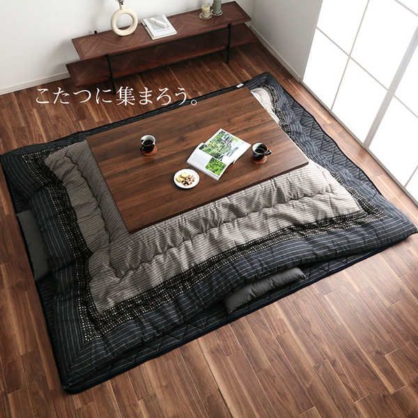 しじら織 こたつ布団/敷布団セット 正方形 ブラウン 約205×205cm 表地：綿100％ 〔リビング ダイニング〕代引NG