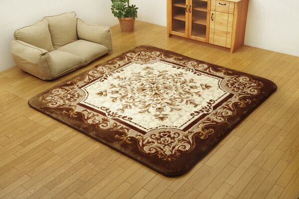 ラグマット/こたつ敷布団 グリーン 195×195cm 日本製固綿40mm使用 弾力性抜群 ふっくら極厚敷布団 〔リビング〕代引NG こたつ用布団・カバー こたつ用敷布団