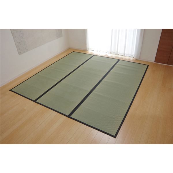い草 上敷き/ラグマット 麻綿織 江戸間6畳 約261×352cm 抗菌 防臭 調湿 消臭 日本製 熊本県八代産イ草使用 〔リビング〕代引NG カーペット・マット・畳 マット