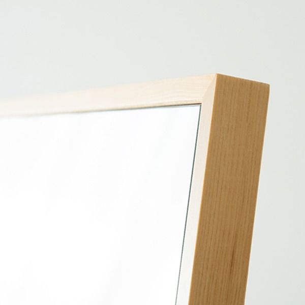 スーパSALE10倍＆4時間限定10％OFF 細枠ウォールミラー 幅42cm(ナチュラル) 天然木/姿見鏡/ワイド/高級感/木製/飛散防止加工/壁掛け/北欧風/日本製/完成品/NK-7 鏡 スタンドミラー