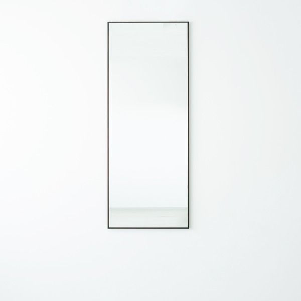 スーパSALE10倍＆4時間限定10％OFF 細枠ウォールミラー 幅60cm(ブラウン/茶) 天然木/姿見鏡/ワイド/高級感/木製/飛散防止加工/壁掛け/北欧風/日本製/完成品/NK-8 鏡 スタンドミラー
