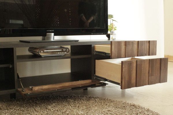 ヴィンテージ風 ローボード/テレビ台 ダークブラウン 幅145cm 日本製 木製 引き出し 収納棚 フラップ扉付き 〔リビング〕代引NG 収納家具 テレビ台・ローボード