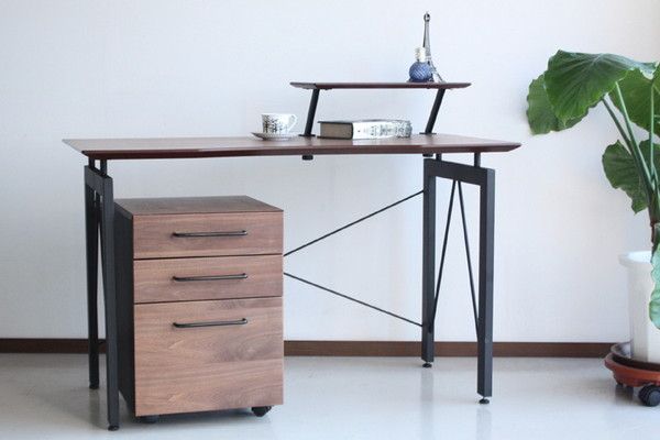 デスク(パソコンデスク/PCデスク/ワークデスク) 木製 幅120cm アジャスター調整機能付き ブラウン代引NG デスク 文机