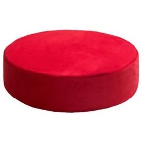 スーパSALE10倍＆4時間限定10％OFF 低反発 クッション 座布団 幅50cm 丸 円形 レッド ファブリック生地 極厚15cm 軽量 コンパクト リビング ダイニング イス・チェア 座椅子