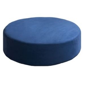 スーパSALE10倍＆4時間限定10％OFF 低反発 クッション 座布団 幅50cm 丸 円形 ブルー ファブリック生地 極厚15cm 軽量 コンパクト リビング ダイニング イス・チェア 座椅子