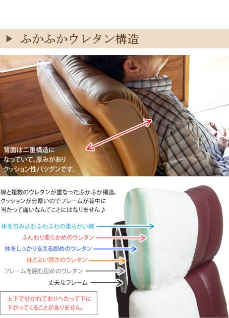 スーパSALE10倍＆4時間限定10％OFF 座椅子 幅67cm ブラウン 合皮 肘付き 13段リクライニング 360度回転 木肘掛け 日本製 スーパーソフトレザー座椅子 蓮 完成品 イス・チェア 座椅子