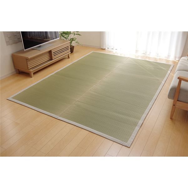 い草 ラグマット/絨毯 約140×140cm 麻 日本製 無染土 裏地ウレタン 調湿 弾力性 耐久性 〔リビング ダイニング〕代引NG