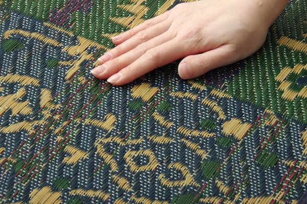 日本製 い草 ラグマット オリエンタル柄 グリーン 約191×250cm 抗菌 防臭 調湿機能付 〔リビング ダイニング〕代引NG