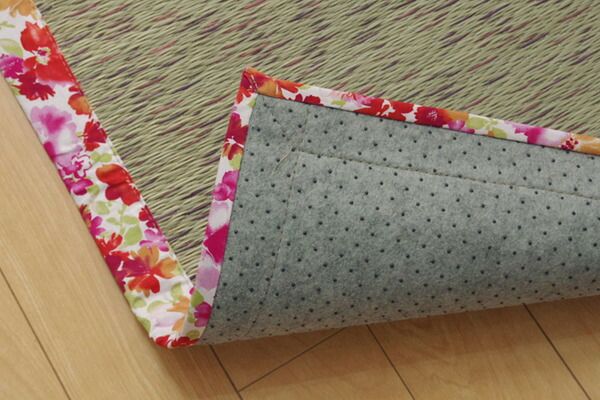 い草 ラグマット/絨毯 花柄 ブルー 約191×250cm 防滑加工 抗菌防臭 調湿機能 〔リビング ダイニング〕代引NG