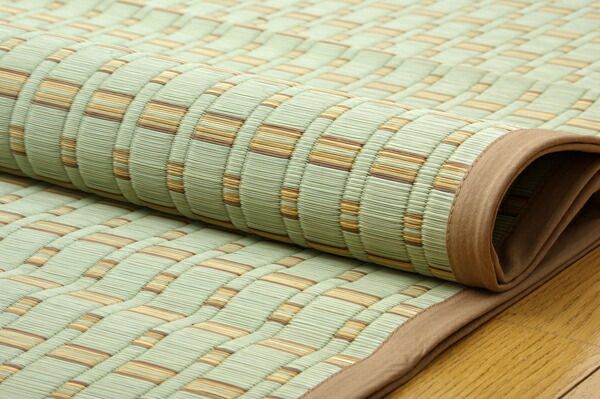 掛川織 い草 ラグマット ブルー 江戸間2畳 174×174cm 抗菌 防臭 消臭 調湿機能付き 耐久性抜群 〔リビング 和室〕代引NG