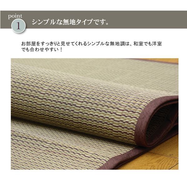 い草 花ござ/ラグマット 無地 江戸間3畳 174×261cm 裏：不織布 抗菌防臭 消臭 調湿 裏貼CP 〔リビング〕代引NG