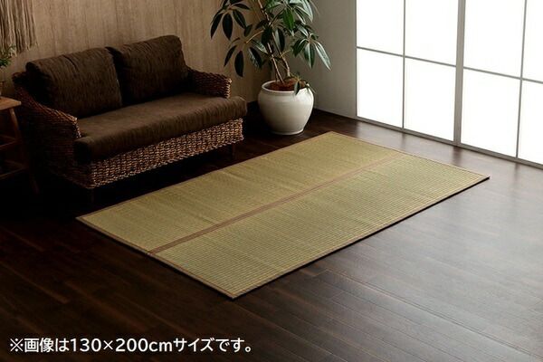 い草 ラグマット/絨毯 約191×191cm 裏：不織布 防滑加工 調湿 消臭効果 日本製 沖縄ビーグ 〔リビング〕代引NG カーペット・マット・畳 マット