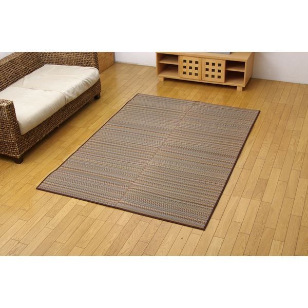日本製 い草 ラグマット ブラウン 191×250cm ウレタン貼り 防滑 調湿 抗菌 防臭機能付き 耐久性 〔リビング フロア〕代引NG