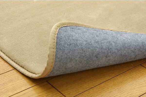 フランネル ラグマット/絨毯 1.5畳 無地 ブラウン 約130×185cm 洗える 防傷 不織布 ホットカーペット対応 〔リビング〕代引NG