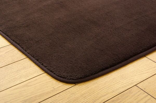 フランネル ラグマット/絨毯 1.5畳 無地 ブラウン 約130×185cm 洗える 防傷 不織布 ホットカーペット対応 〔リビング〕代引NG