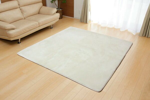 フランネル ラグマット/絨毯 1.5畳 無地 ブラウン 約130×185cm 洗える 防傷 不織布 ホットカーペット対応 〔リビング〕代引NG