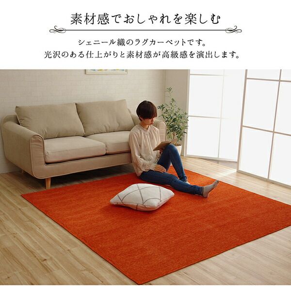 シンプル ラグマット/絨毯 長方形 無地 ブラウン 約130×185cm 洗える 撥水 防滑 ホットカーペット対応 〔リビング〕代引不可