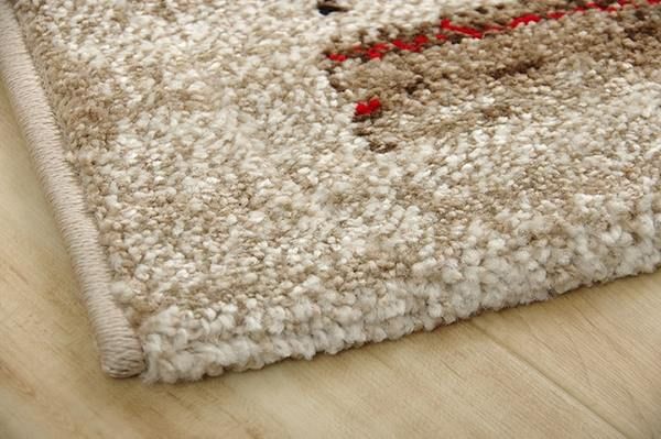 ラグマット/絨毯 グリーン 約133×190cm ギャッベ柄 抗菌 防臭 トルコ製 ウィルトン織 耐久性 通年使用可 〔リビング〕代引NG