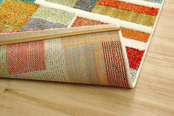 ラグマット/絨毯 カラフル 幾何柄 約80×140cm 抗菌 防臭 トルコ製 ウィルトン織 床暖房対応 通年 耐久性 〔リビング〕代引NG