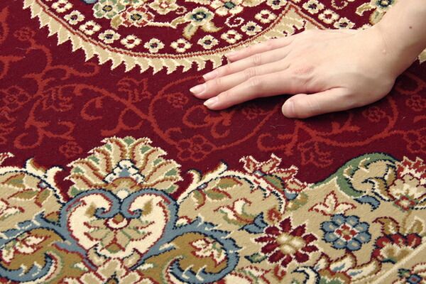 ラグマット/絨毯 ネイビー 約80×140cm トルコ製 ウィルトン織 ホットカーペット対応 へたりにくい RUG 〔リビング〕代引NG
