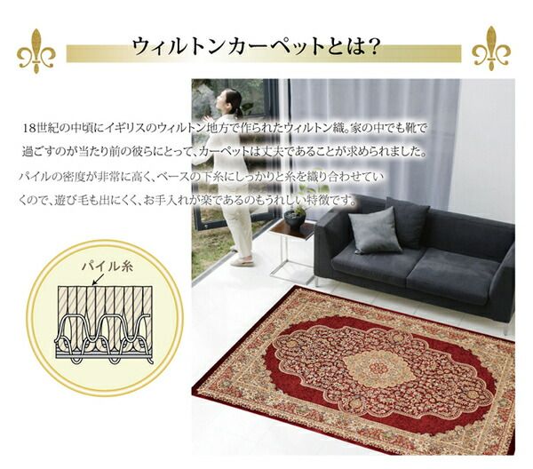 ラグマット/絨毯 ネイビー 約80×140cm トルコ製 ウィルトン織 ホットカーペット対応 へたりにくい RUG 〔リビング〕代引NG