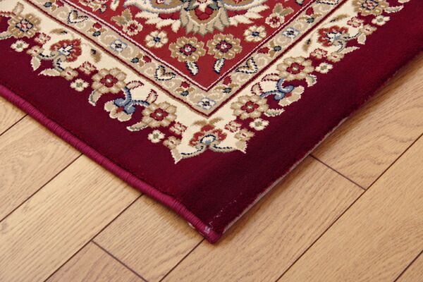 ラグマット/絨毯 ワイン 約80×140cm トルコ製 ウィルトン織 ホットカーペット対応 へたりにくい RUG 〔リビング〕代引NG