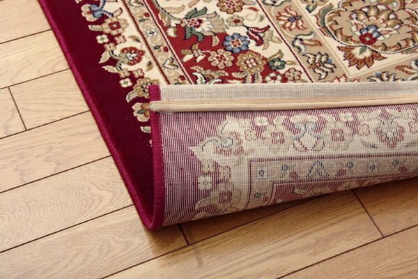ラグマット/絨毯 ワイン 約80×140cm トルコ製 ウィルトン織 ホットカーペット対応 へたりにくい RUG 〔リビング〕代引NG