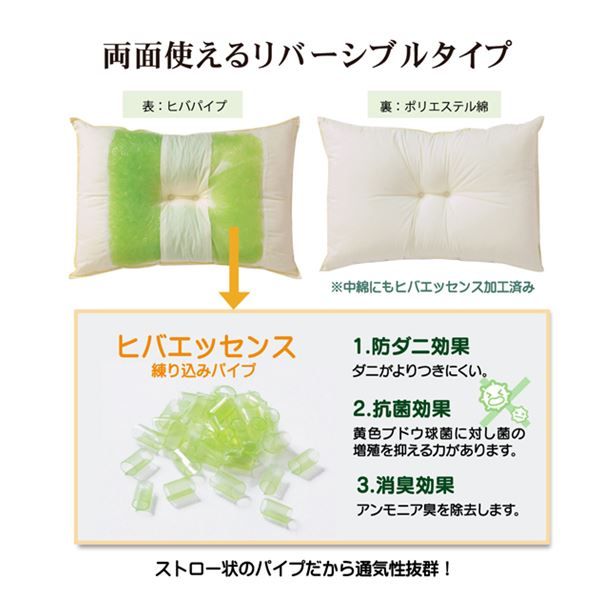 枕/ピロー 約35×50×10cm 普通 側地綿100％ 高さを選べる ヒバエッセンス使用 『森の眠りひば枕M』 〔ベッドルーム〕代引NG 寝具 枕・抱き枕 枕
