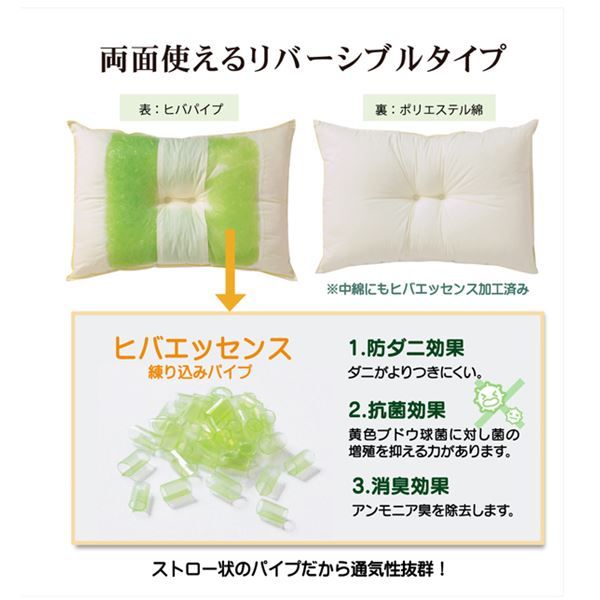 枕/ピロー 約43×63×14cm 普通 側地綿100％ 高さを選べる ヒバエッセンス使用 『森の眠りひば枕B』 〔ベッドルーム〕代引NG 寝具 枕・抱き枕 枕