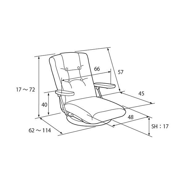 ハイバック回転座椅子(リクライニングチェア) 肘付き/ポンプ肘式 日本製 ブラウン 完成品 イス・チェア 座椅子
