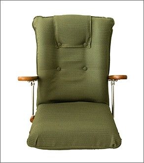 ハイバック回転座椅子(リクライニングチェア) 肘付き/ポンプ肘式 日本製 グリーン 完成品 イス・チェア 座椅子