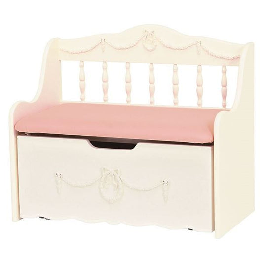 ベンチチェストト(ベンチチェア/収納家具) 幅75cm 木製 張地：合成皮革(合皮) 姫系 ホワイト(白) 代引NG