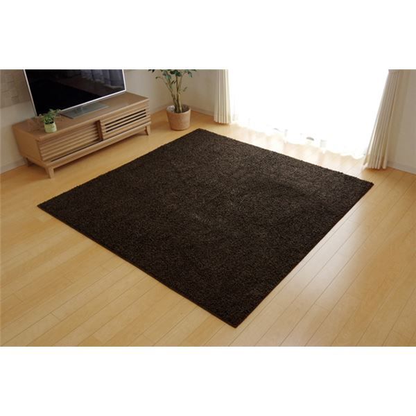 ラグマット/絨毯 1畳 無地 ブラウン 約95×140cm 日本製 防炎 抗菌 防臭 防ダニ 通年使用 シャギー タフト 〔リビング〕代引NG