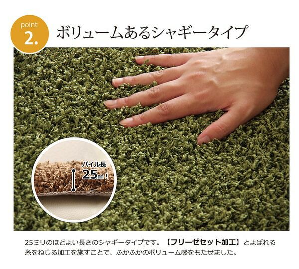 ラグマット/絨毯 2畳 無地 ブラウン 約190×190cm 日本製 防炎 抗菌 防臭 防ダニ 通年使用 シャギー タフト 〔リビング〕代引NG