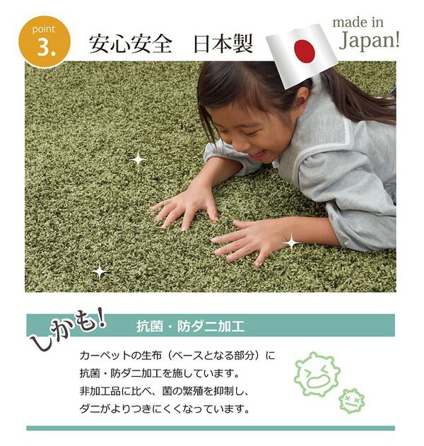 ラグマット/絨毯 2畳 無地 ワイン 約190×190cm 日本製 防炎 抗菌 防臭 防ダニ 通年使用 シャギー タフト 〔リビング〕代引NG