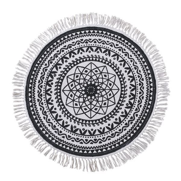 スーパSALE10倍＆4時間限定10％OFF ラグマット 絨毯 130×130cm インド製 コットン 綿 防滑加工 サークルラグ TTR-135 リビング ダイニング ベッドルーム 寝室