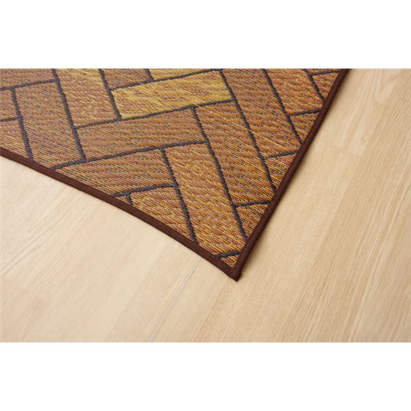 日本製 い草 ラグマット/絨毯 約2畳 正方形 ブラウン 約191×191cm 裏：ウレタン 抗菌 防臭 消臭 調湿 〔リビング〕代引NG