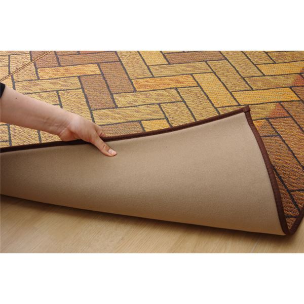 日本製 い草 ラグマット/絨毯 約2畳 正方形 ブラウン 約191×191cm 裏：ウレタン 抗菌 防臭 消臭 調湿 〔リビング〕代引NG